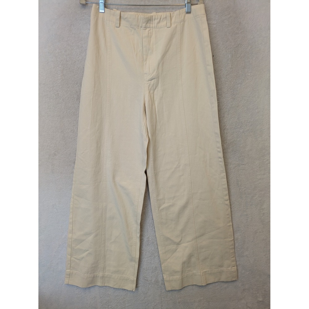Elodie Wide Leg Pants Women's Size M Cream High Rise‎ Front Seam Detail